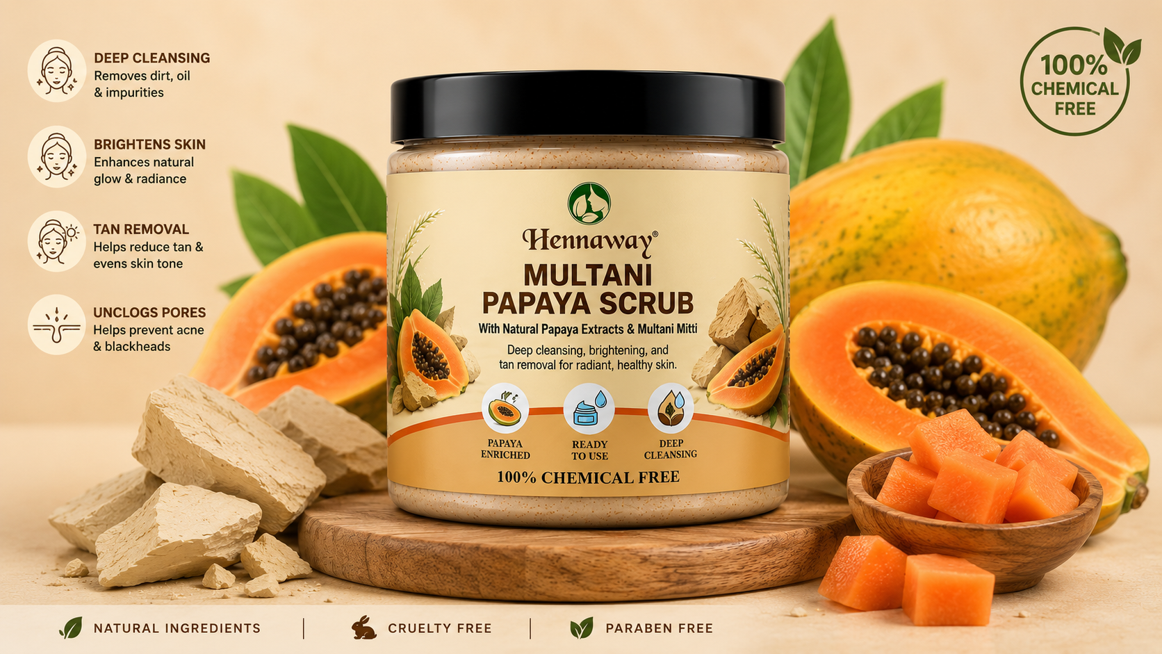 Hennaway Multani Papaya Scrub 100GM