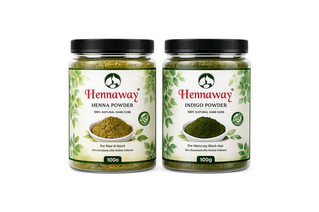 Hennaway Henna Powder + Indigo Powder Combo Pack (100g + 100g)