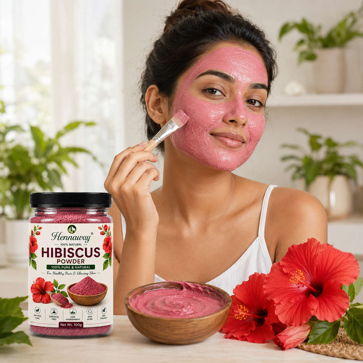 Hennaway 100% Natural Hibiscus Powder for Hair & Glowing Skin