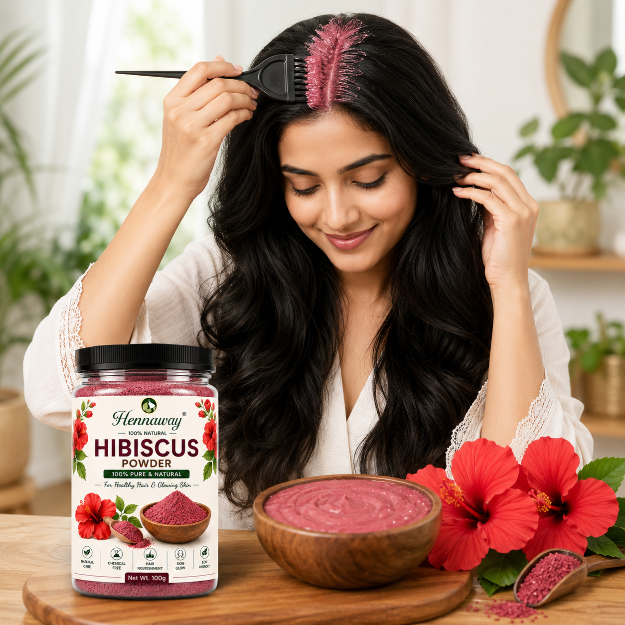Hennaway 100% Natural Hibiscus Powder for Hair & Glowing Skin