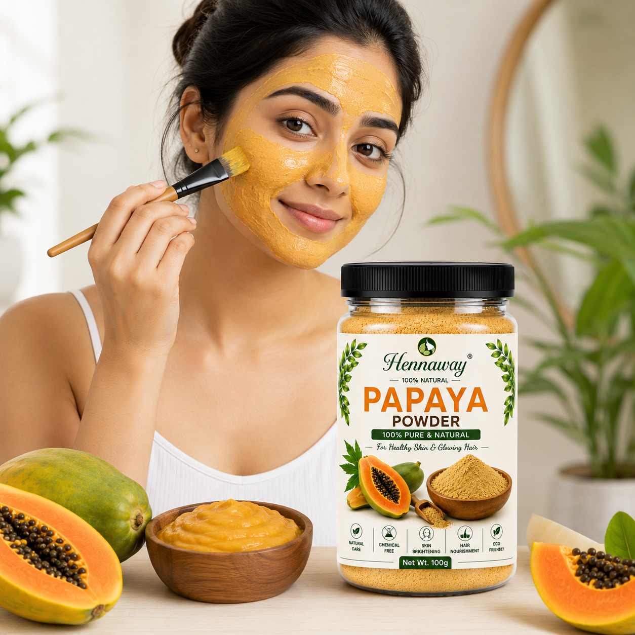 Hennaway 100% Natural Papaya Powder for Skin & Hair | 100g