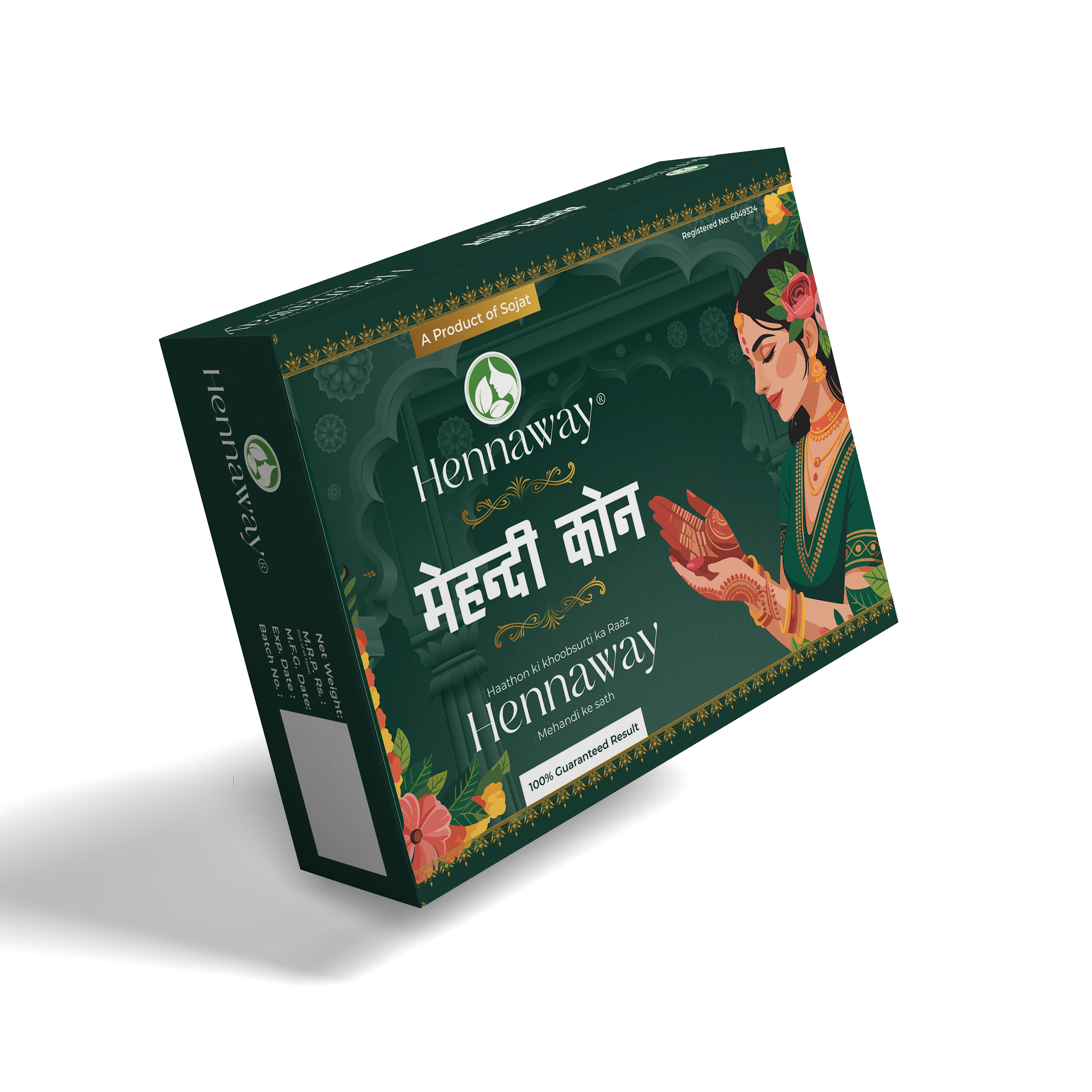 Hennaway Natural Sojat Henna Cones – Chemical-Free & Ready to Use Pack of 12
