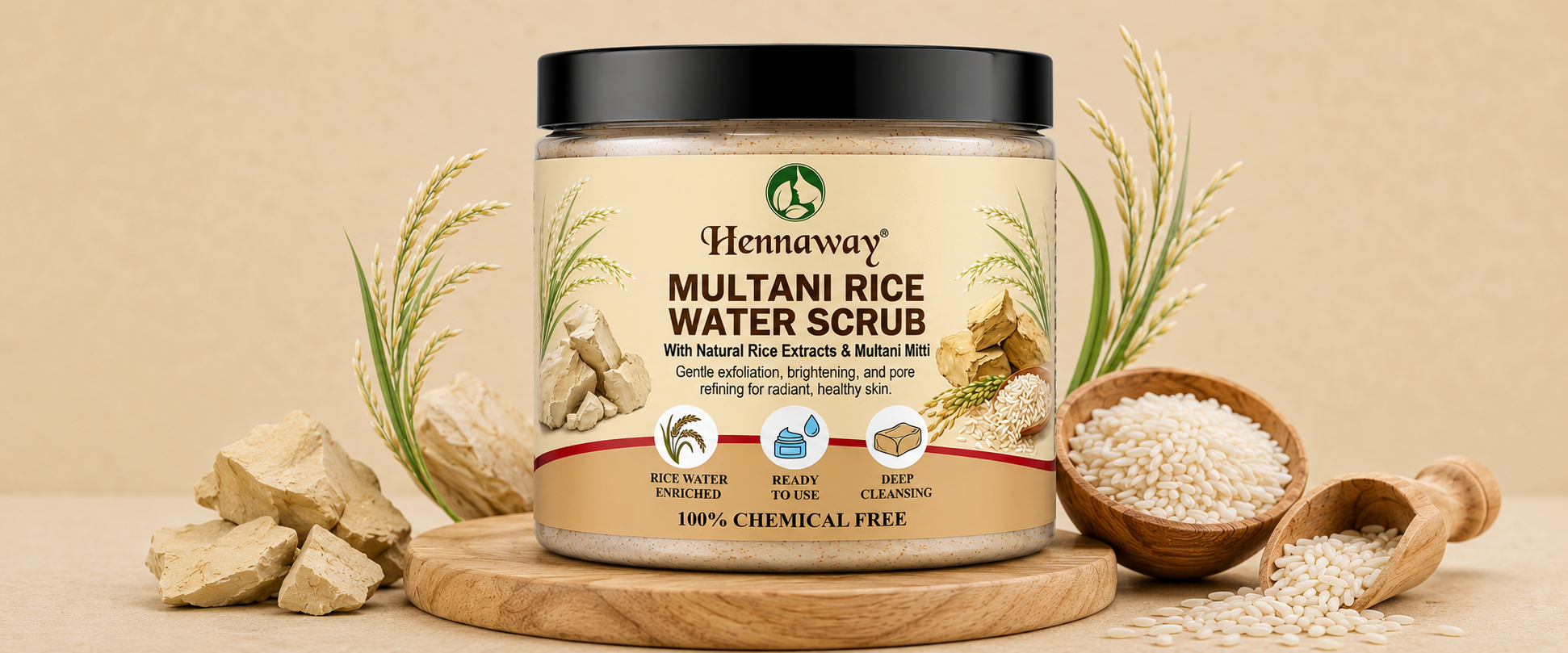 Hennaway Multani Rice Water Scrub 100GM